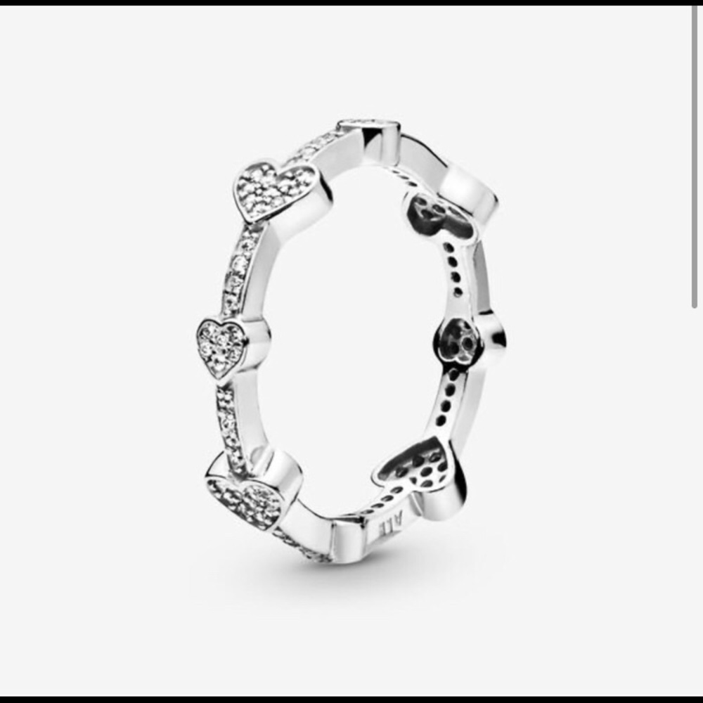 New Pandora Pave Hearts Band Ring size 7 & 8